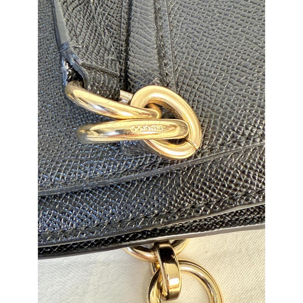 Coach Womens Black  Minetta Hardware Adjustable Strap Leather Crossbody Handbag - Picture 12 of 16